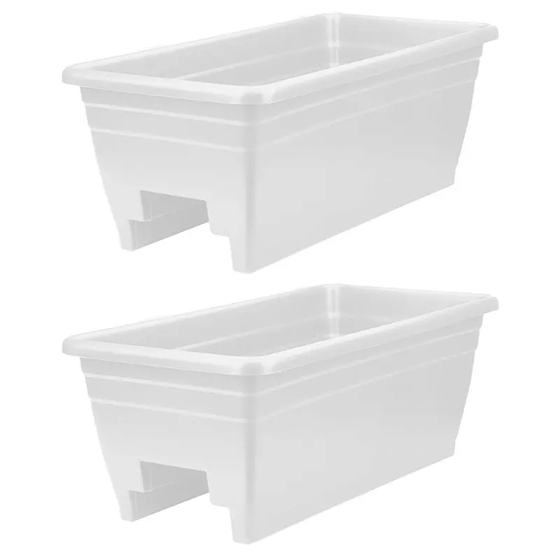 Hc Companies 24-Inch White Deck Rail Planter Box – Two-Piece Set Including Drainage System 1