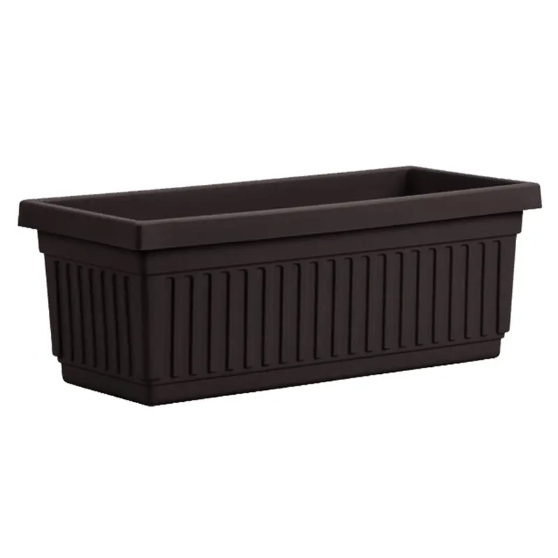 Hc Companies Plastic Venetian Window Box – 24-Inch Fluted Black Garden Planter (Single Unit) 1