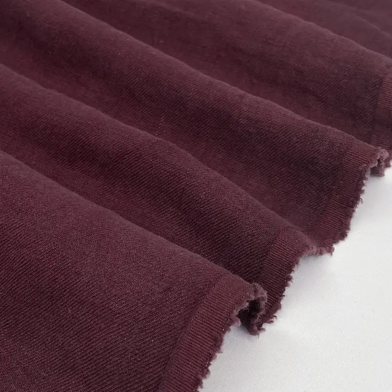 Heavy Sand-Washed Linen Twill Fabric In Merlot Red 1
