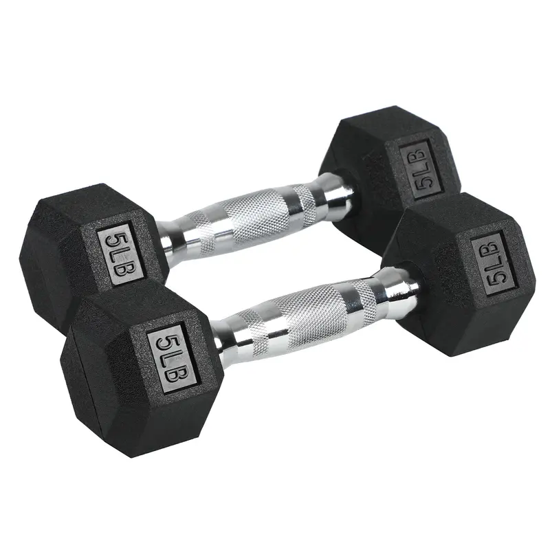 Holahatha 5-Pound Hexagonal Cast Iron Dumbbells With Ergonomic Contoured Handles 1
