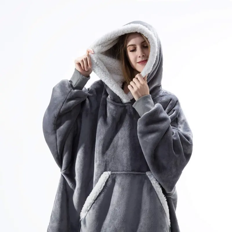 Hooded Blanket Robe – Cozy Wearable Loungewear 1