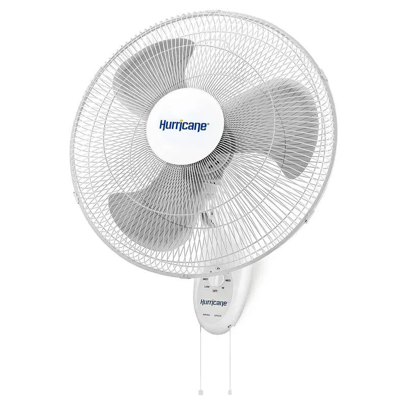 Hurricane Supreme Oscillating Wall Fan – 18", 90° Swivel, 3-Speed, White (Parts Only) 1