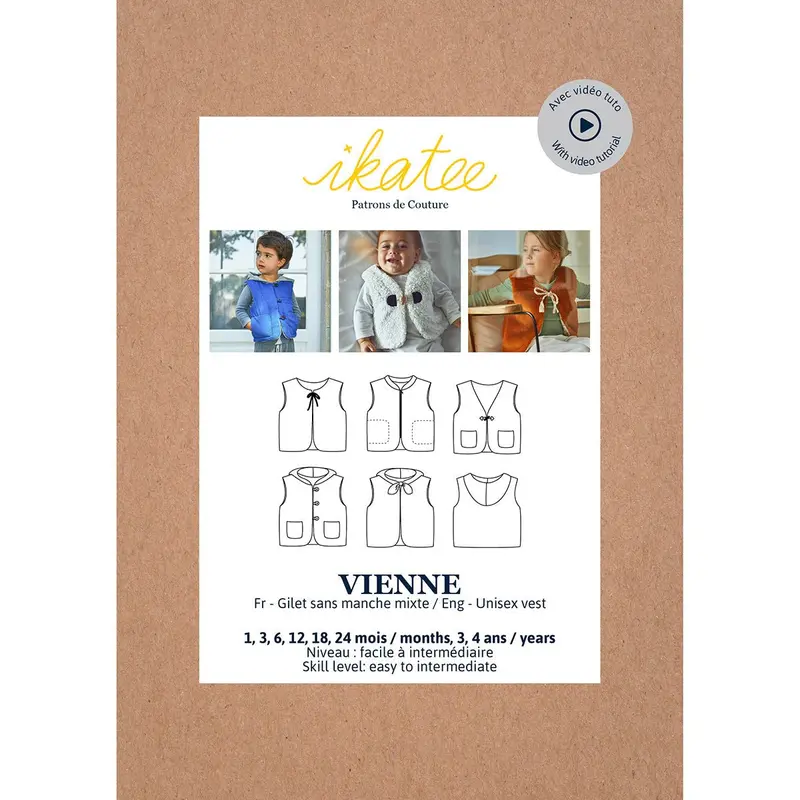 Ikatee Vienne Vest Sewing Template – Infant & Toddler (1M–4Y) 1