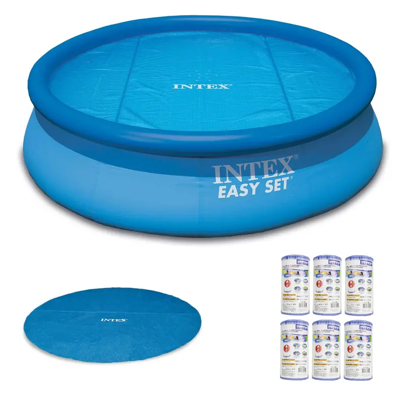 Intex 18-Foot Round Inflatable Swimming Pool With Solar Cover & Type A Filter Set (6-Pack) 1