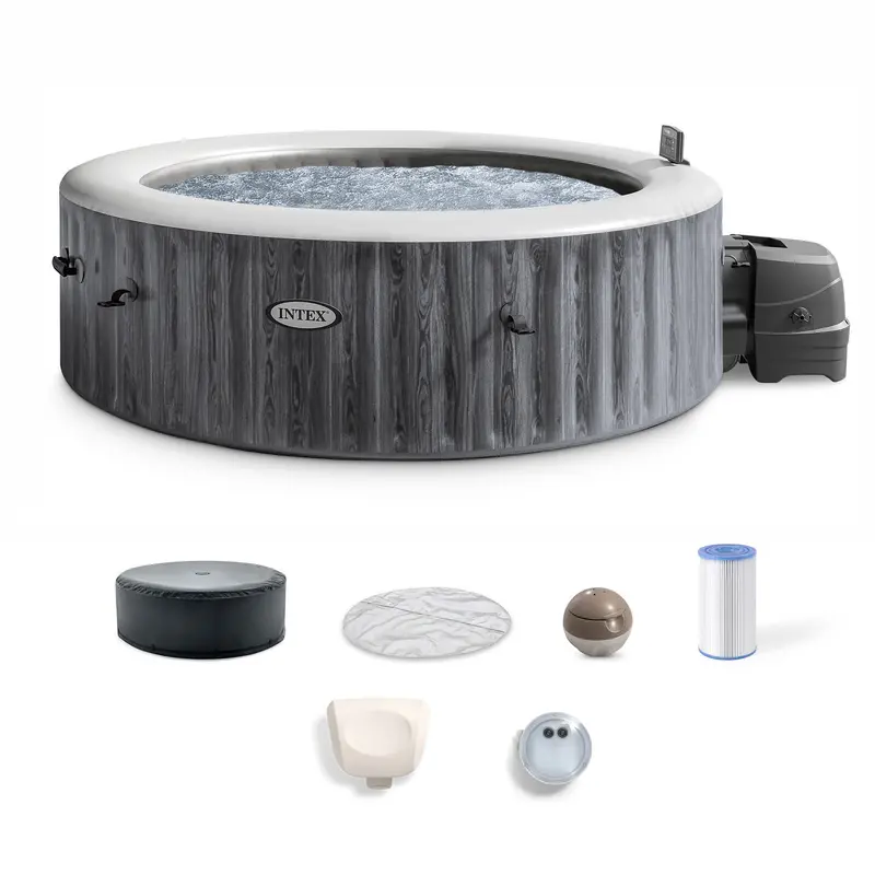 Intex Purespa Greywood Deluxe Inflatable Hot Tub – 170-Bubble Jet System – 85X28 Inch – Open Box 1
