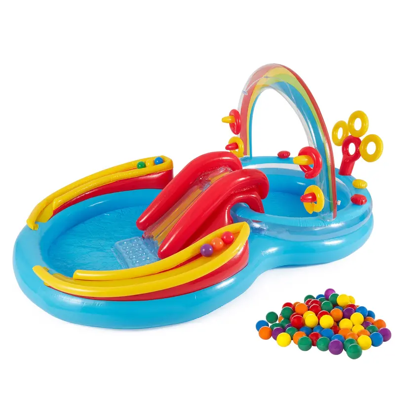 Intex Rainbow Ring Inflatable Pool Play Center – Includes 100 Multi-Color Bouncy Balls 1