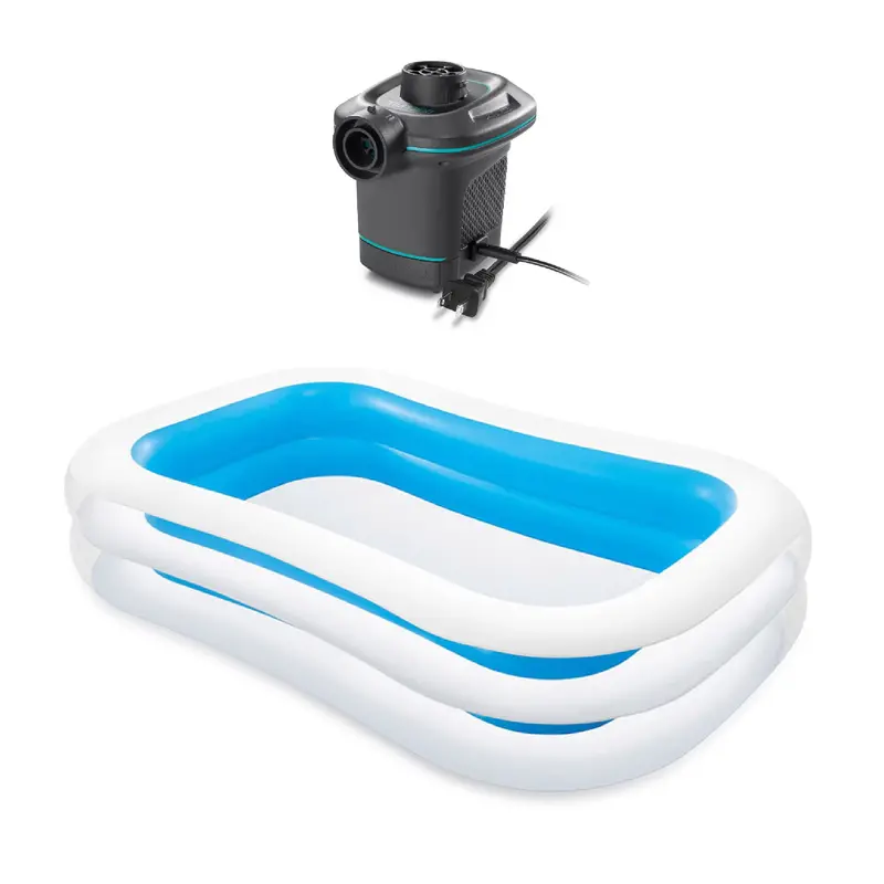 Intex Swim Center Family Pool – 198-Gallon Inflatable Swimming Pool With 120V Air Pump 1