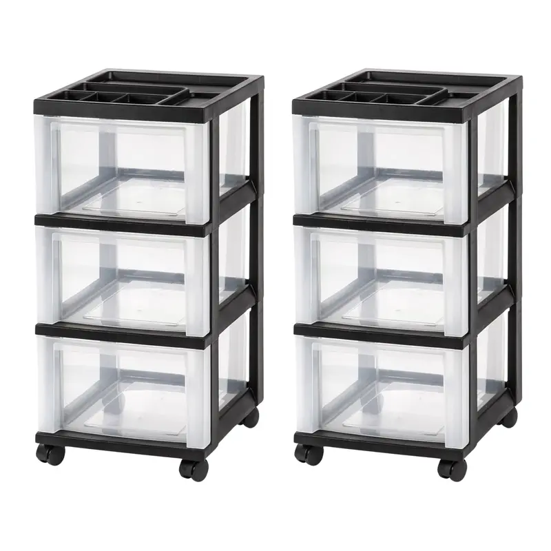 Iris Usa 2-Pack 3-Drawer Rolling Storage Organizer Cart With Casters 1