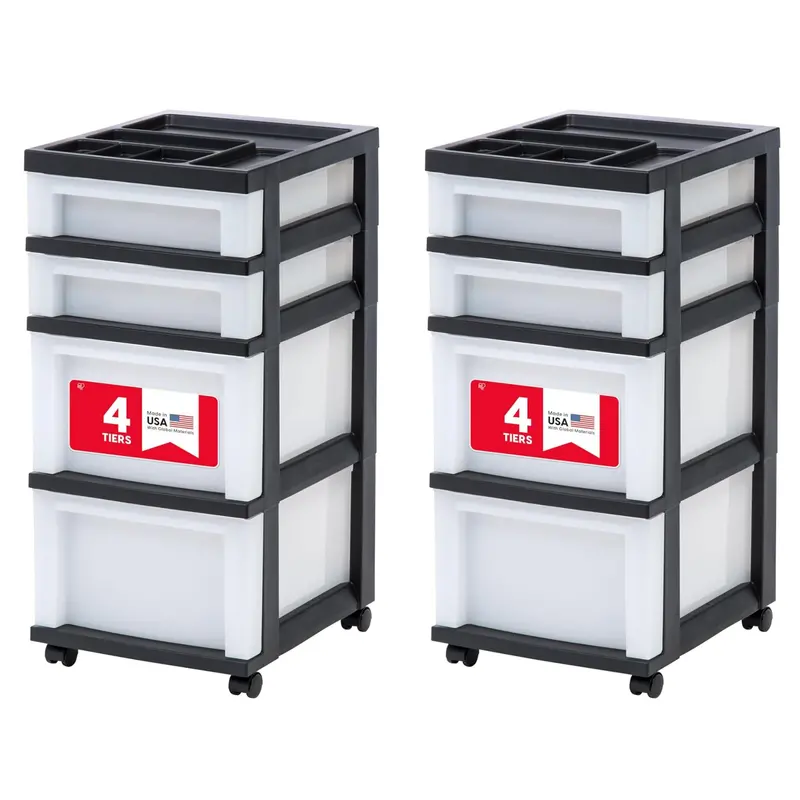 Iris Usa 4-Drawer Rolling Storage Cart – Mobile Office Or Craft Organizer With Wheels (Black) 1