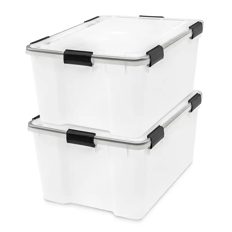 Iris Usa 63-Quart Airtight Plastic Storage Bin – Gasket-Sealed Lid, 2-Pack 1