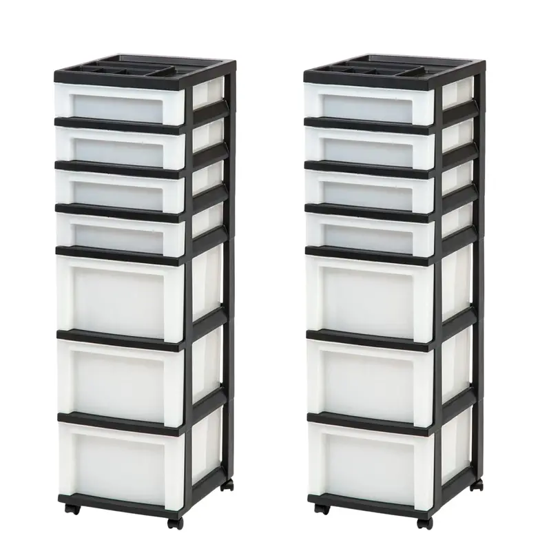Iris Usa 7-Drawer Rolling Storage Organizer Cart – Black (2-Pack) 1