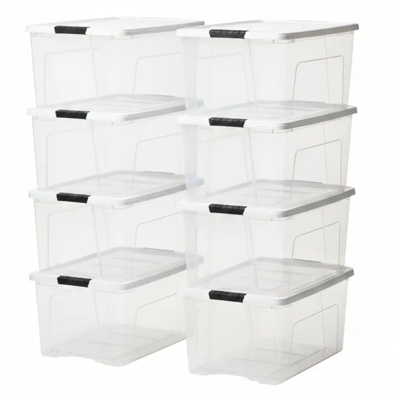 Iris Usa Clear Stackable Storage Bins – 72-Quart Capacity With Lids, 8-Pack 1