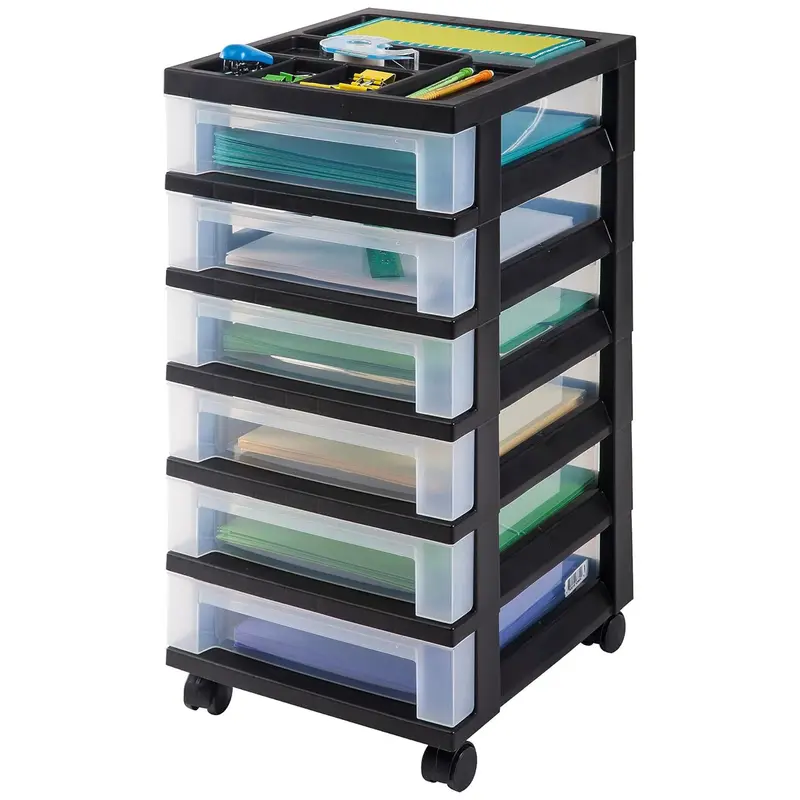 Iris Usa Mobile 6-Drawer Storage Cart – Craft & Office Organization, Black Finish 1