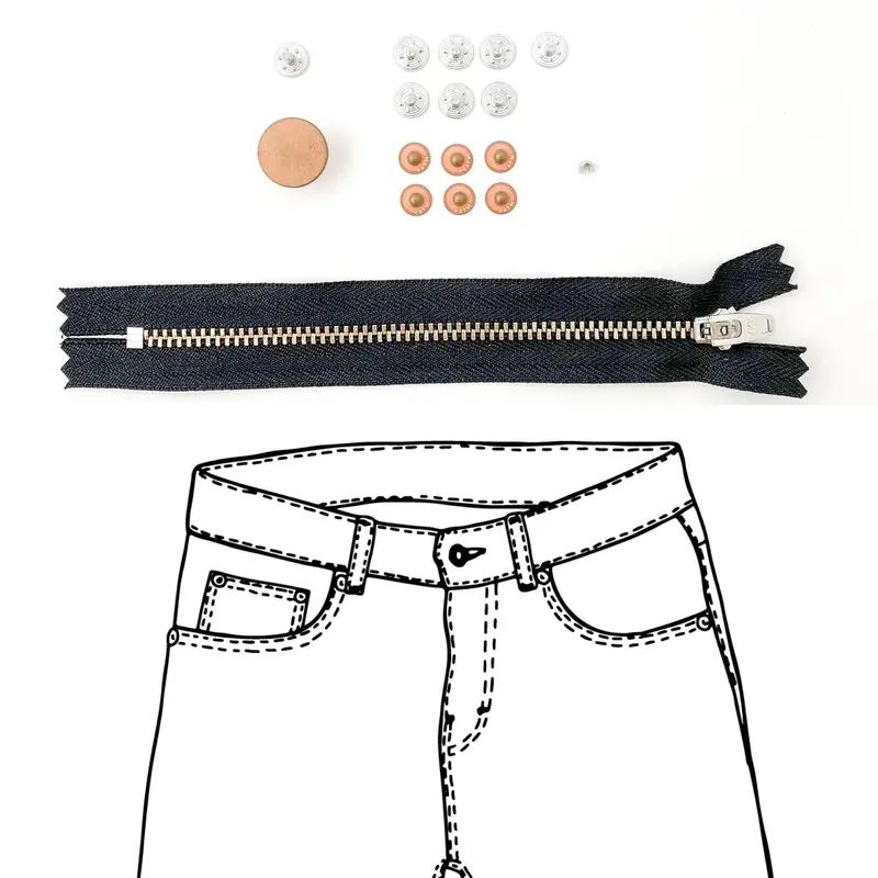 Jeans Hardware Refill Kit: Black Zipper + Copper Accents – Kylie And The Machine 1