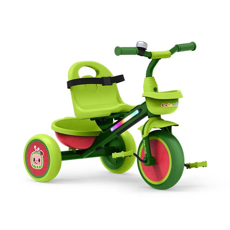Jetson Cocomelon Light-Up Trike For Kids – Front/Rear Baskets, Seatbelt & Bell Included 1