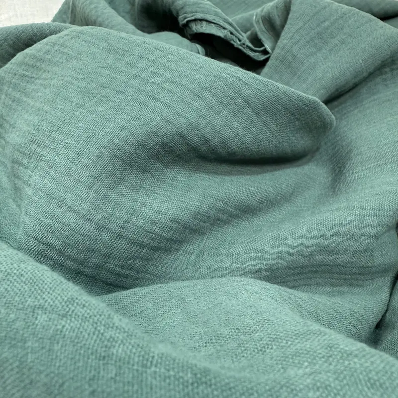 Juniper Organic Cotton Double Gauze Fabric – Earthy Green & Gentle 1