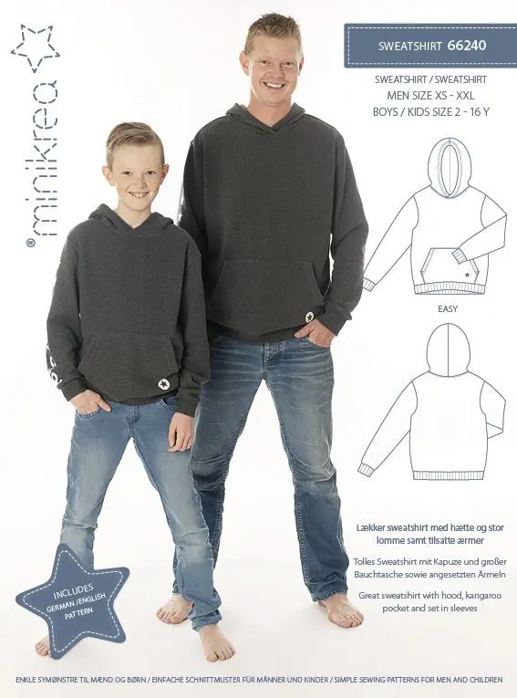 Kids’ And Men’S Sweatshirt Sewing Pattern By Minikrea (Pdf Download) 1