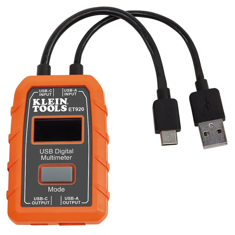 Klein Tools Et920 Dual-Port Usb Power Analyzer — Precision Digital Meter For Usb-A & Usb-C: Voltage, Current, Capacity, Energy & Resistance 1
