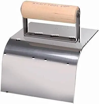 Kraft Tool Cf197 Concrete Curb Trowel – 1.5" Radius, 6" X 5", Wood Handle 1