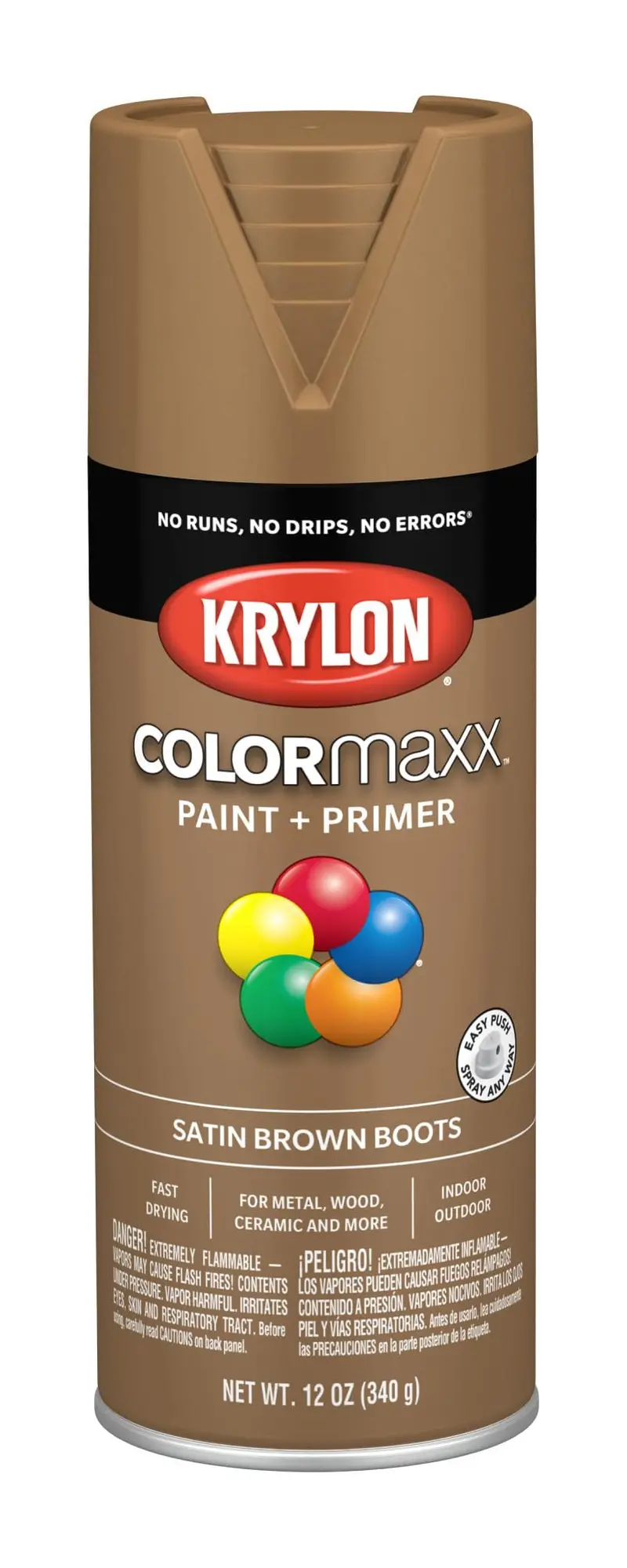 Krylon K05559007 Colormaxx Brown Boots Aerosol Spray Paint – Fast-Drying, Rich Color 1