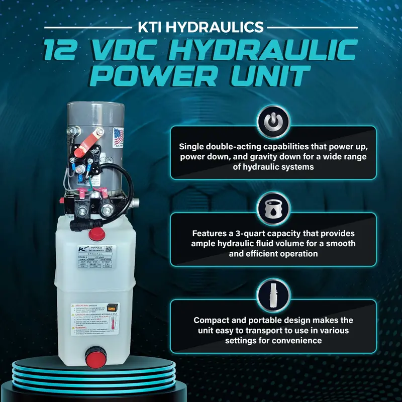 Kti 12V Dc Dual-Action Hydraulic Power Unit – 6-Qt Hpu For Lift/Lower & Gravity Descent 2