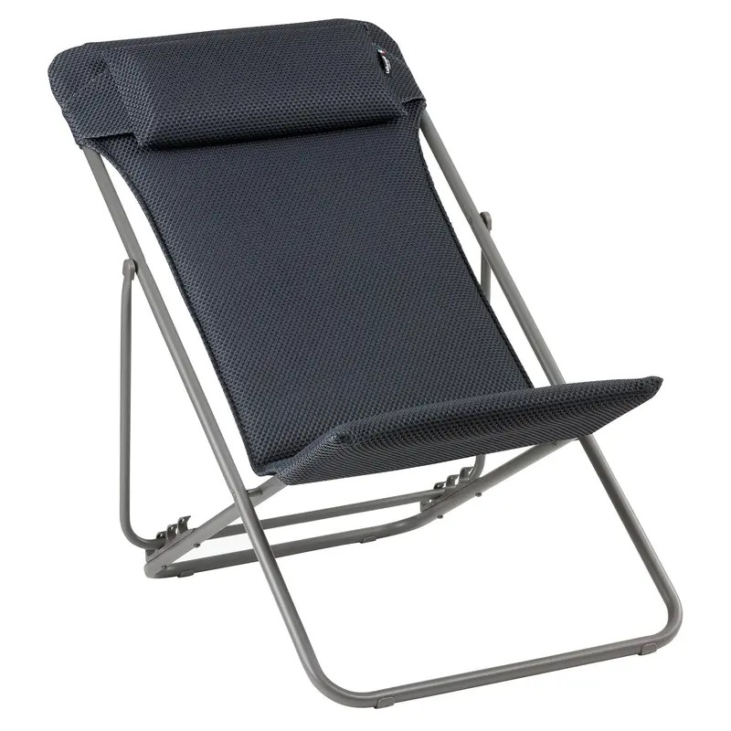 Lafuma Maxi Transat Plus Compact Folding Sling Chair – Padded, Dark Gray, Ultra-Portable 1