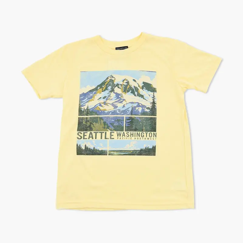 Lemon Yellow Manifest Destiny T-Shirt – Pacific Northwest Heritage Design 1