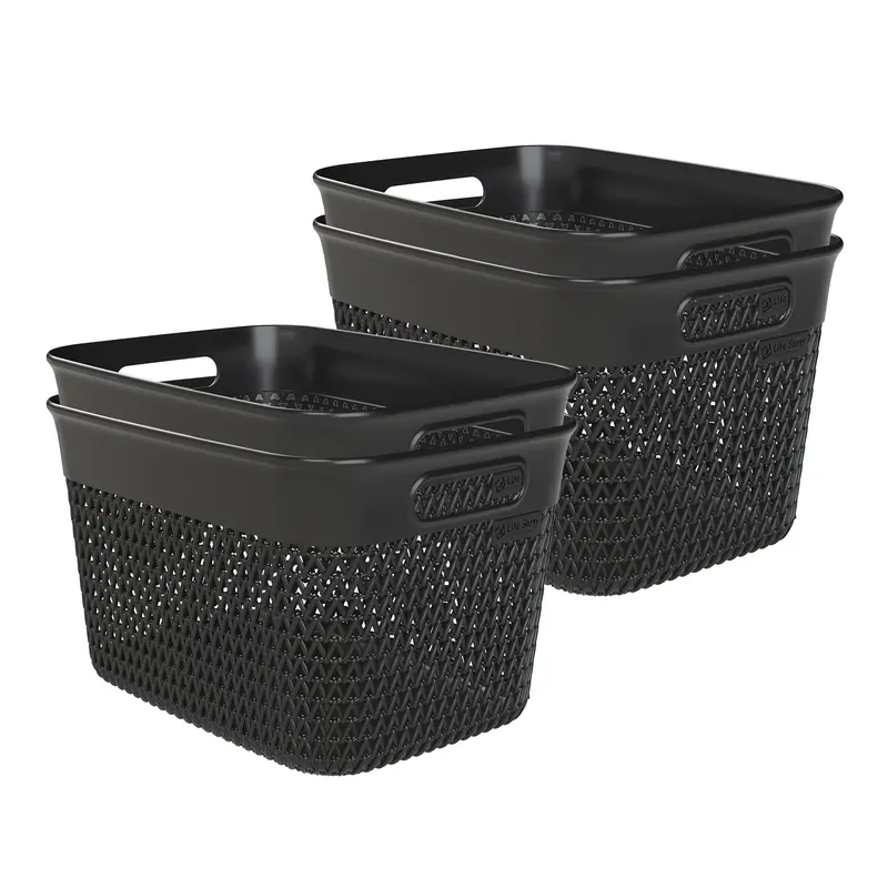 Life Story 16-Quart Decorative Storage Basket – Set Of 4, Black Home Organization 1