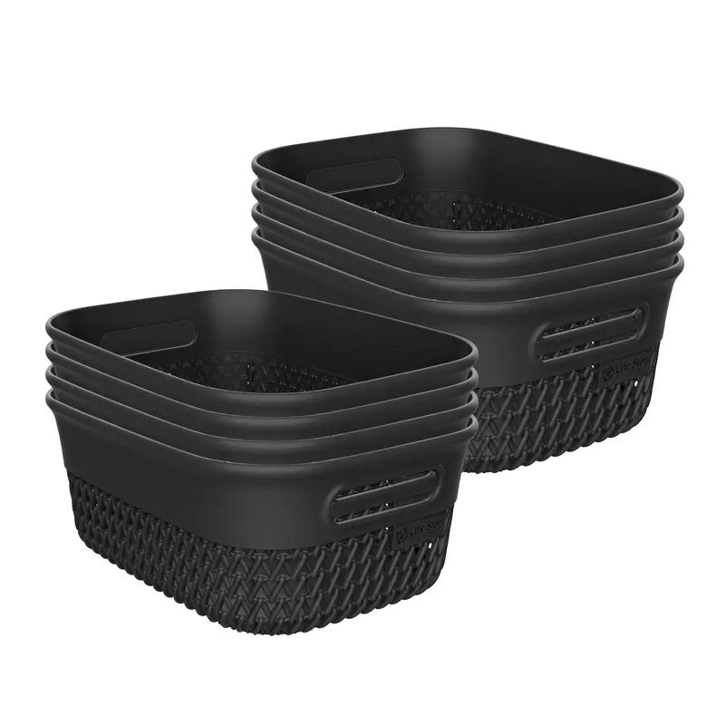 Life Story 4-Quart Decorative Black Storage Basket – Set Of 8 1