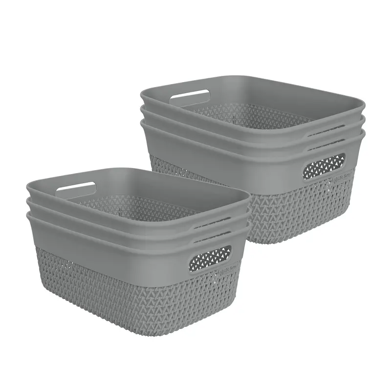 Life Story Decorative 10-Quart Storage Basket – Medium-Sized Home Organizer Set (Gray, 6-Pack) 1
