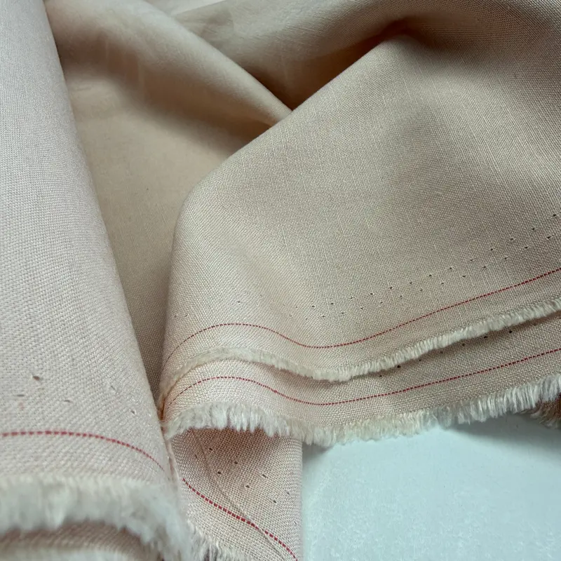 Linen, Viscose, And Cotton Blend Fabric In Light Coral Pink 1