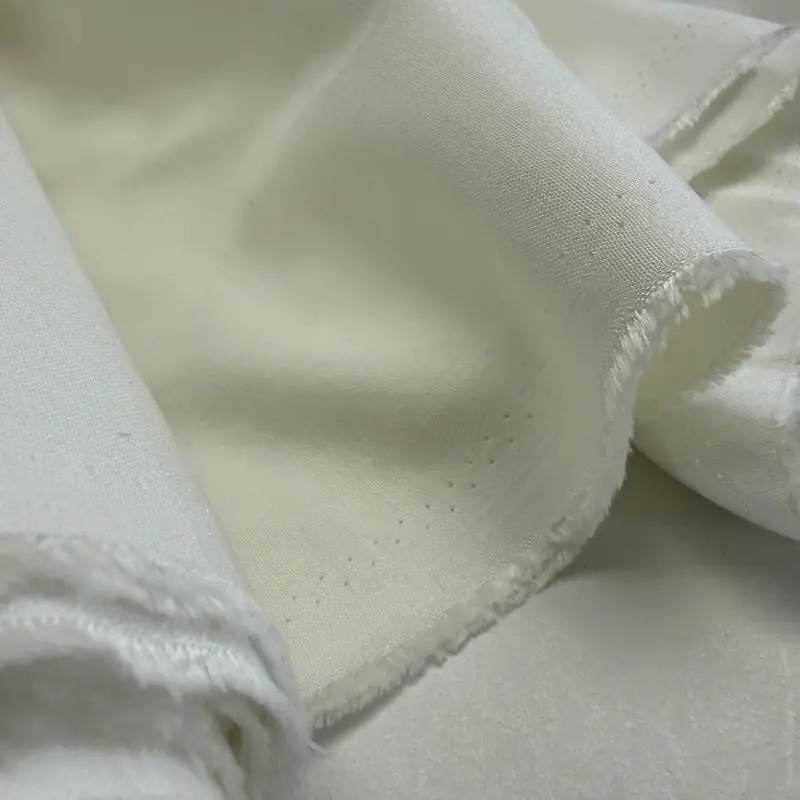 Linen, Viscose, And Cotton Blend Fabric In Natural White 1