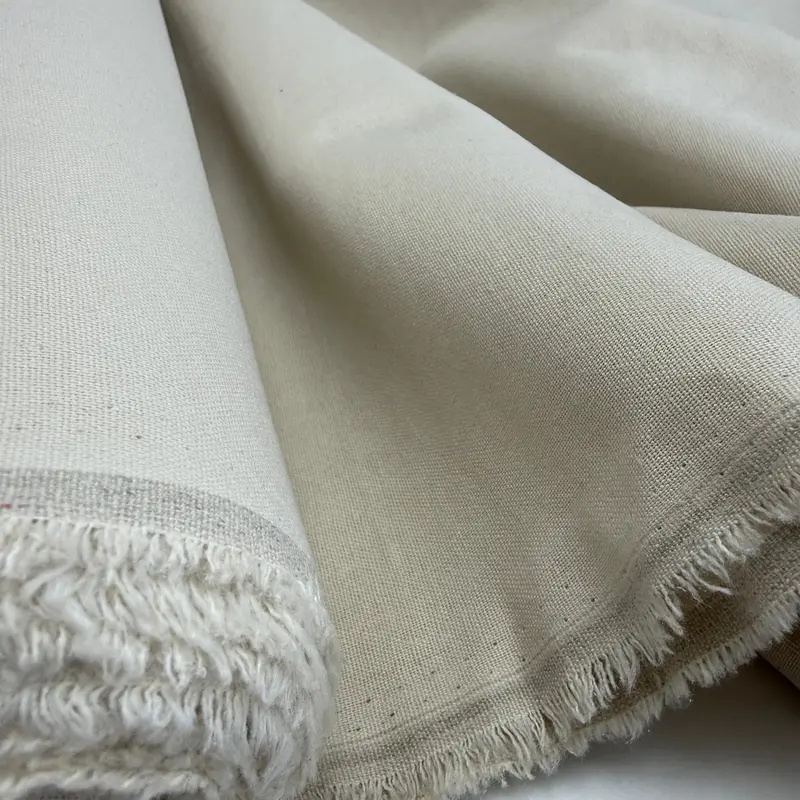 Linen, Viscose, And Polyester Blend Fabric In Parchment 1