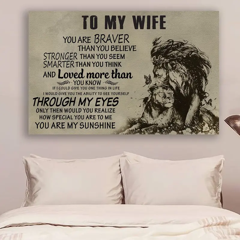 Lion-Themed Poster For Wife – Courageous 'You Are Braver' Wall Art 1