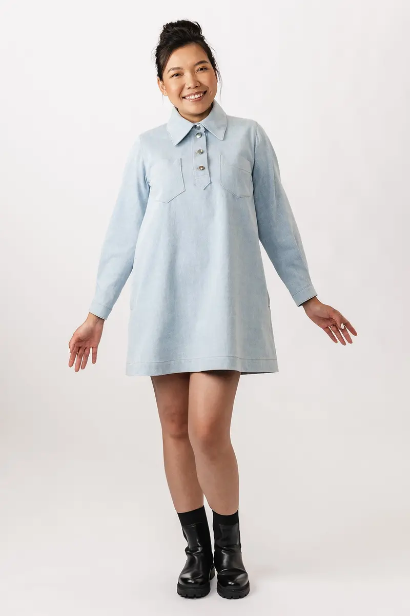 Loviisa High-Waisted Denim Dress Sewing Pattern – Pdf Download By Named Clothing 1