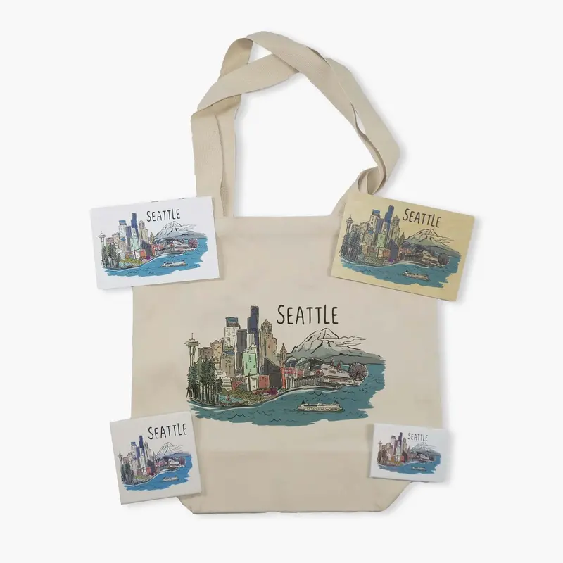 Lp Seattle Cityscape Art Souvenir Collection 1