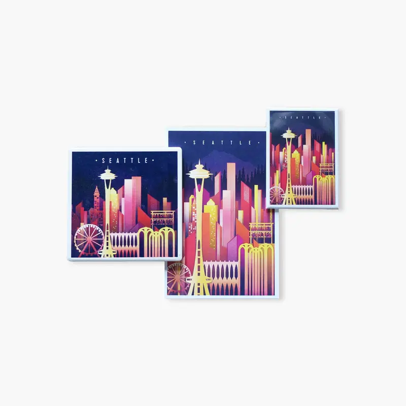 Lp Seattle Neon Skyline Art Souvenir 1