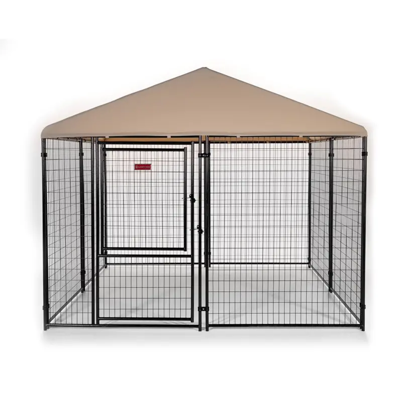 Lucky Dog Stay Series Khaki Steel Frame Dog Kennel – 10' X 10' X 6' Presidential Model 1