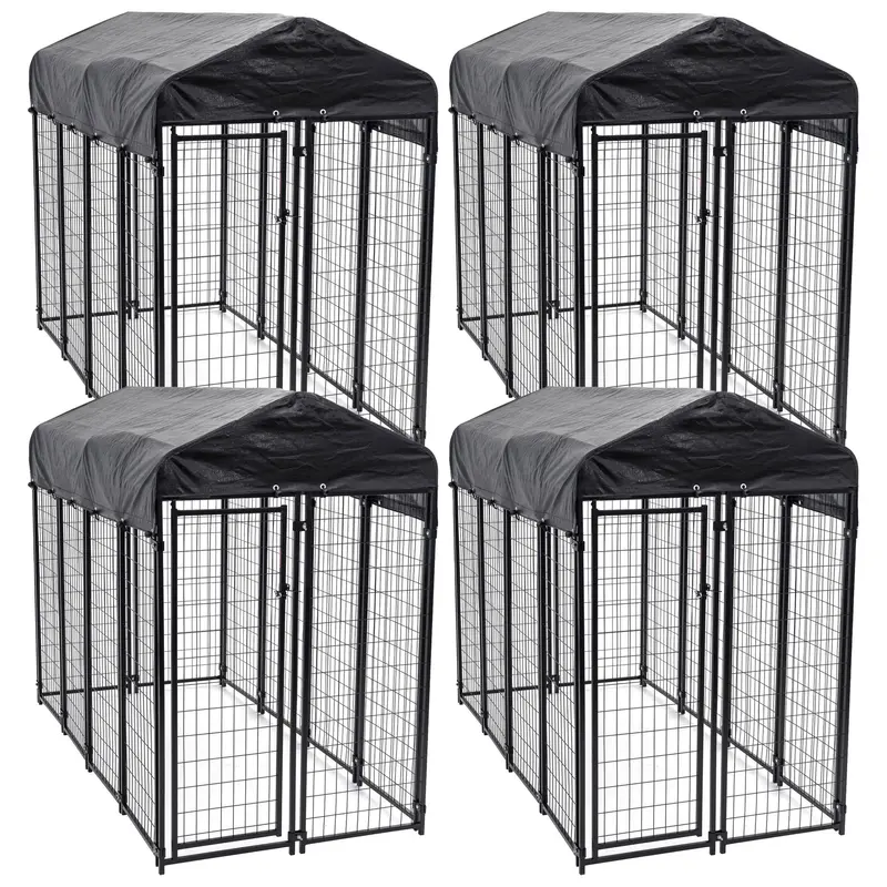 Lucky Dog Uptown Heavy-Duty Outdoor Kennel Enclosure – Covered Dog Pen (4-Pack) 1
