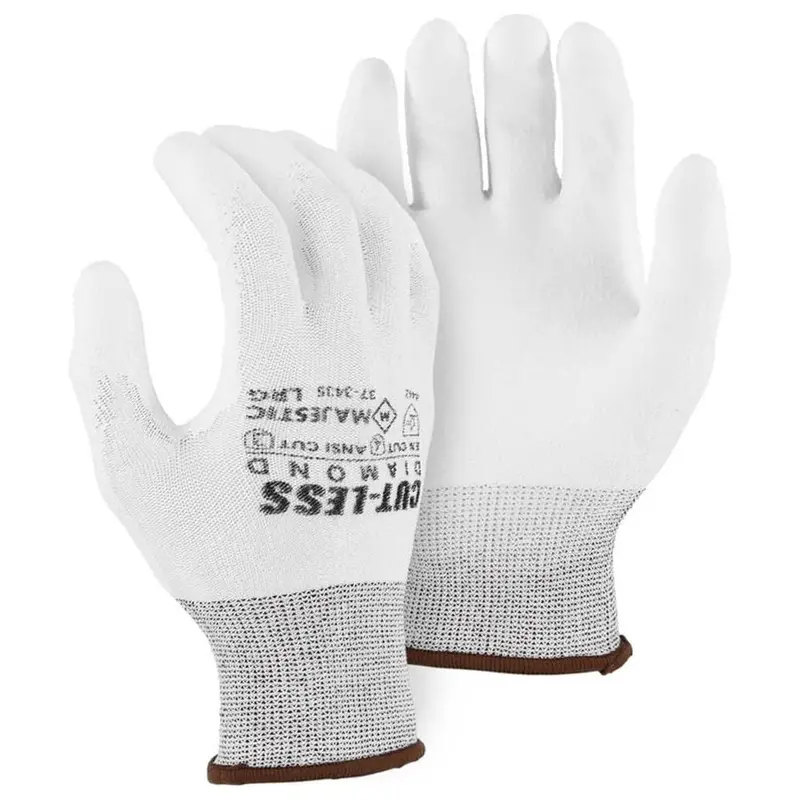 Majestic 37-3435 Cut-Resistant Diamond-Knit Gloves — White Pu Palm, Medium, 3-Pair Pack 1