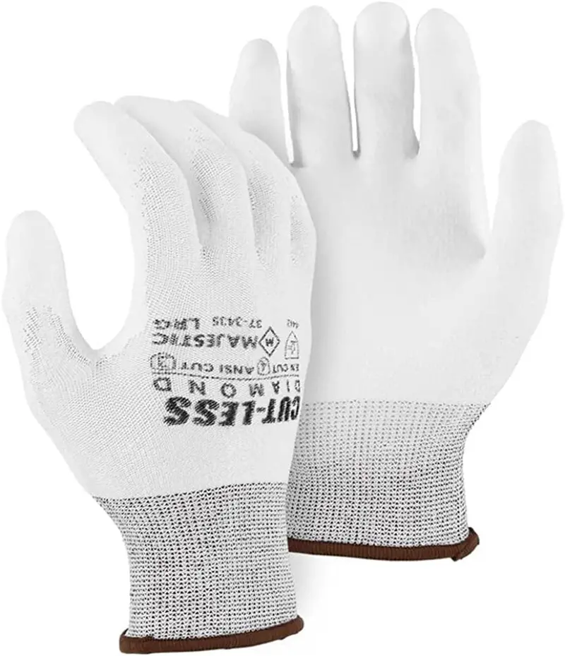Majestic 37-3435 Pu-Palm Diamond Knit Gloves — White, Medium, 3-Pair Value Pack 1