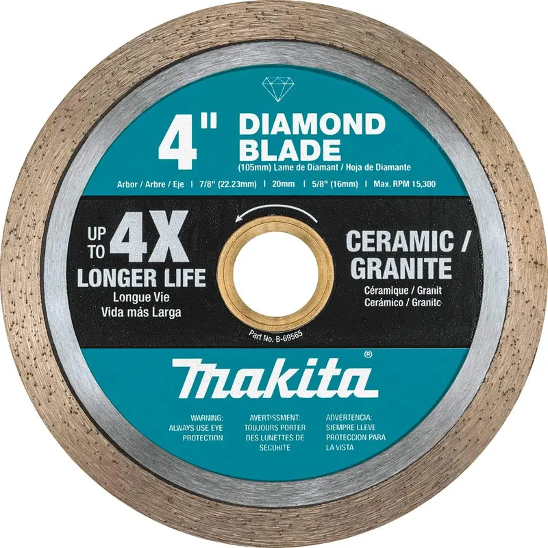 Makita B-69565 4" Continuous-Rim Diamond Blade — Smooth-Cut General Purpose 1