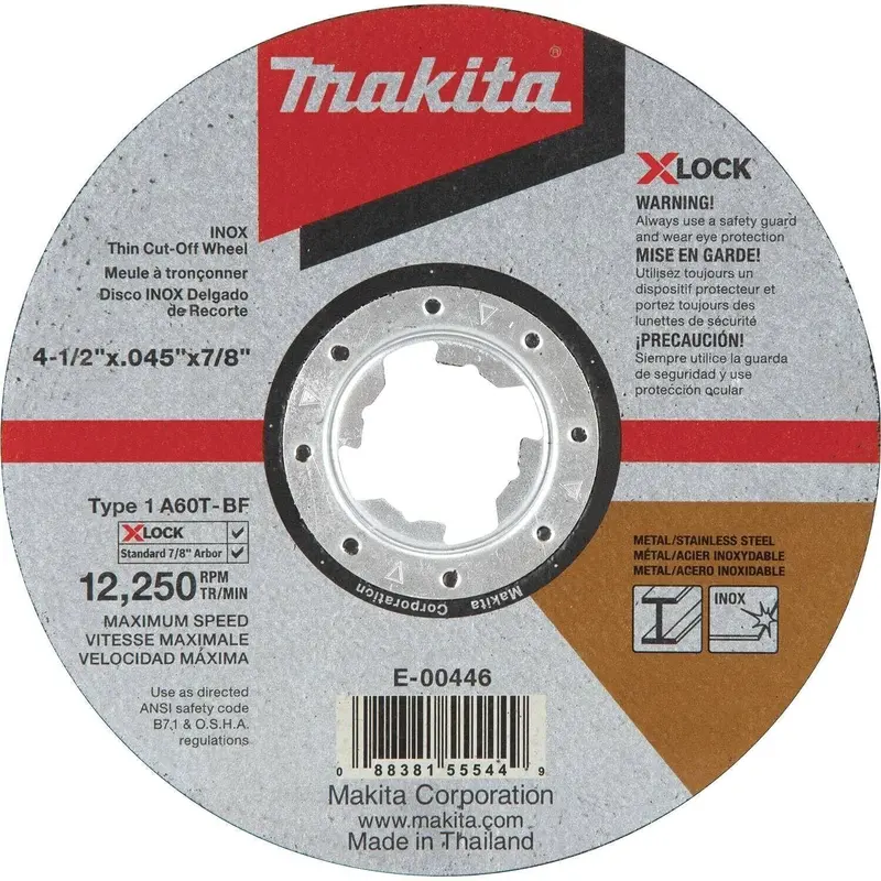 Makita E-00446 X-Lock 4-1/2" General-Purpose Cut-Off Wheel – 60-Grit, .045" Thick, Type 1 1