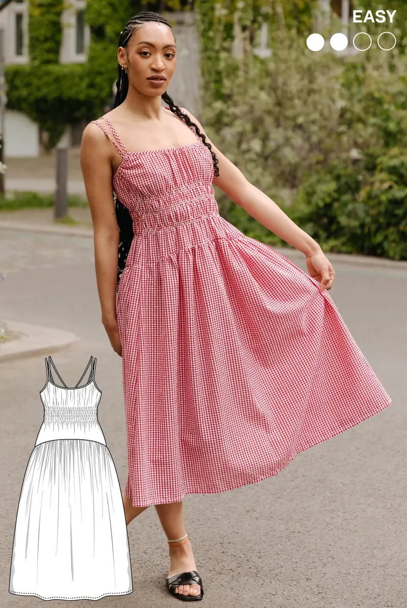 Margo Sundress Sewing Kit – Flowy Sleeveless Dress Pattern – Pre-Printed Pattern Sheet – Juliana Martejevs 1