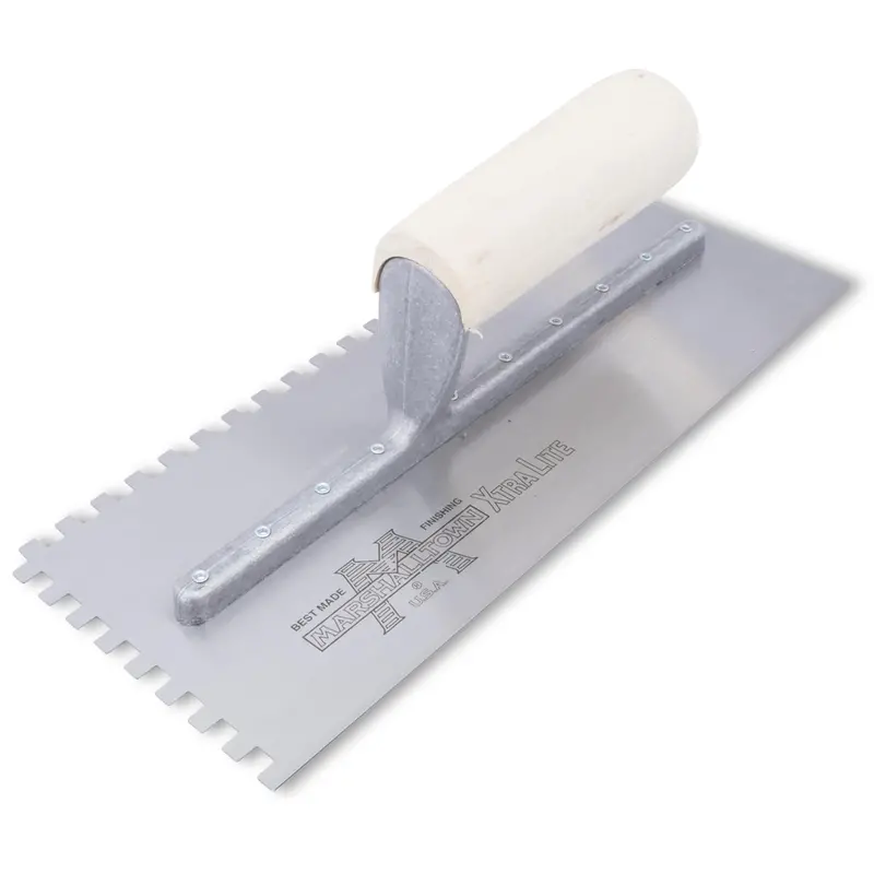Marshalltown 702 Square-Notch Notched Trowel – 1/4" Notch, Wood Handle, Right-Handed, Usa-Made Flooring Tool 1