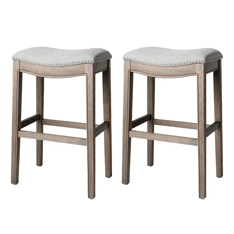 Maven Lane Adrien Backless Bar Stools – Reclaimed Oak, 31-Inch Height, 2-Pack (Open-Box) 1