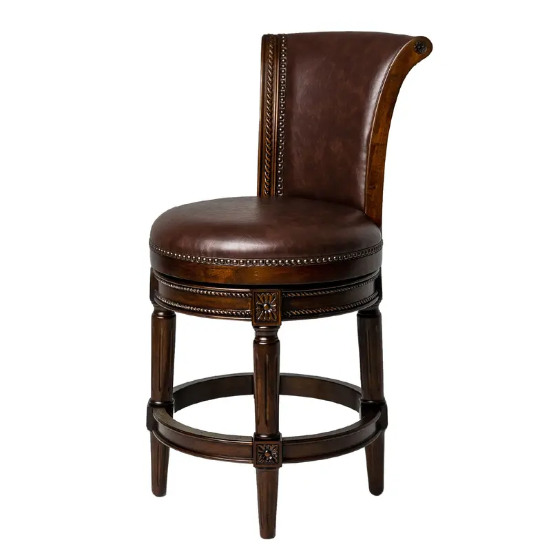 Maven Lane Carved Swivel Bar Stool (25" H) With Nailhead Trim – Parts-Only 1