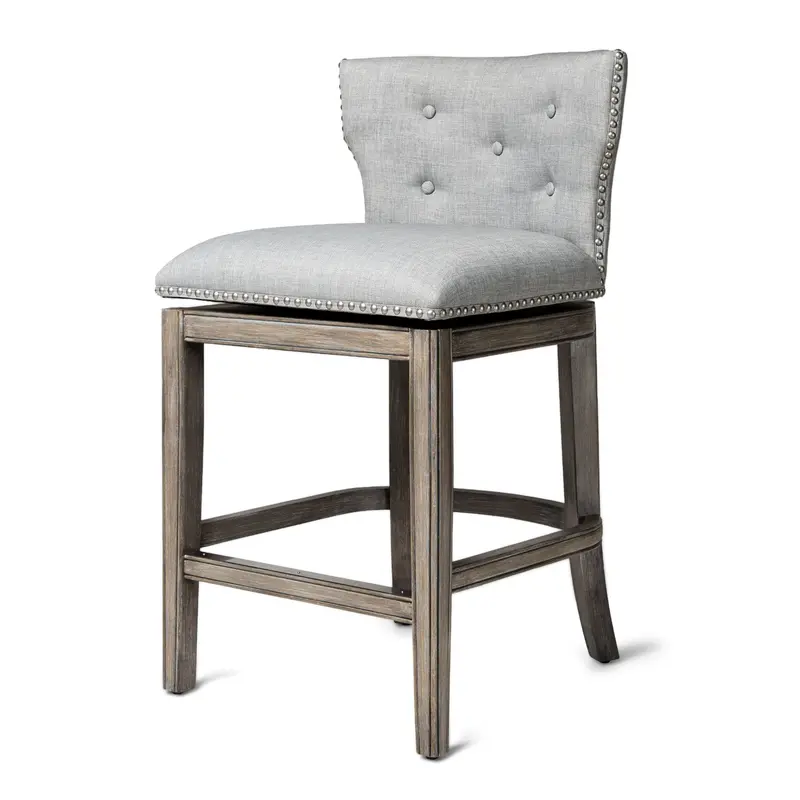 Maven Lane Hugo Tufted Kitchen Stool – Reclaimed Oak Construction (Pre-Owned) 1
