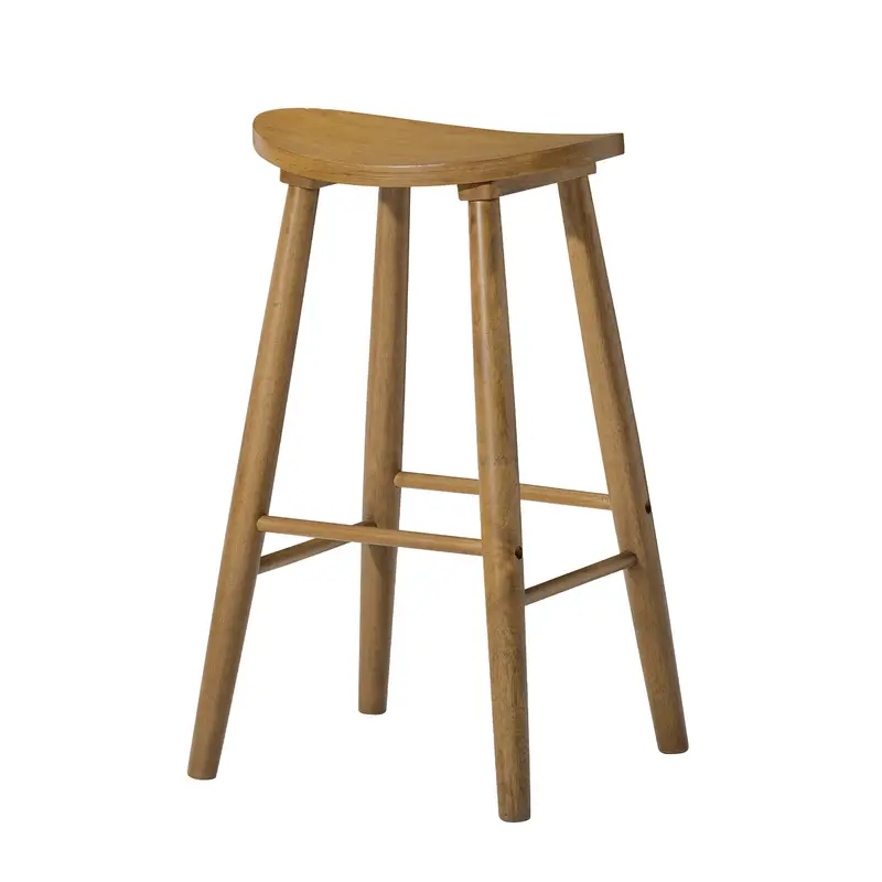 Maven Lane Luna Natural Wood Bar Stool – Pre-Owned, Rustic Finish 1