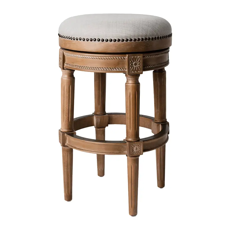 Maven Lane Pullman Backless Swivel Bar Stool – Weathered Oak Finish (Open-Box) 1
